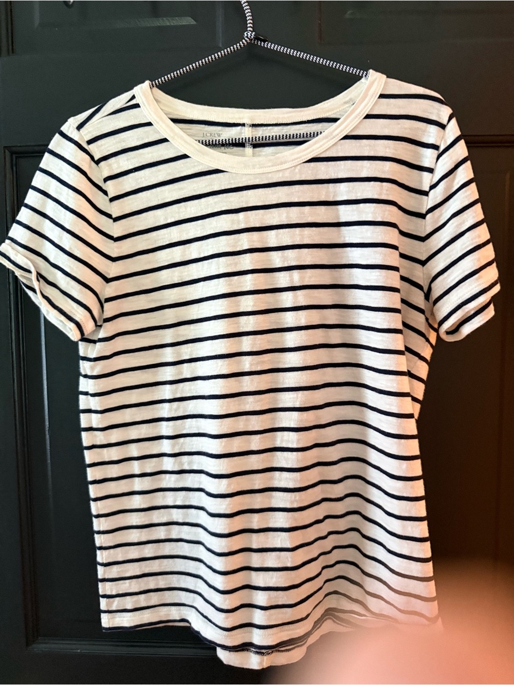 J. Crew White Short-Sleeve Tee with Black Stripes